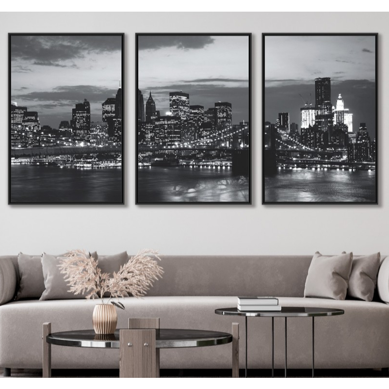 Quadro Cidade New York City Preto e Branco Decoração Sala Quarto Urbano