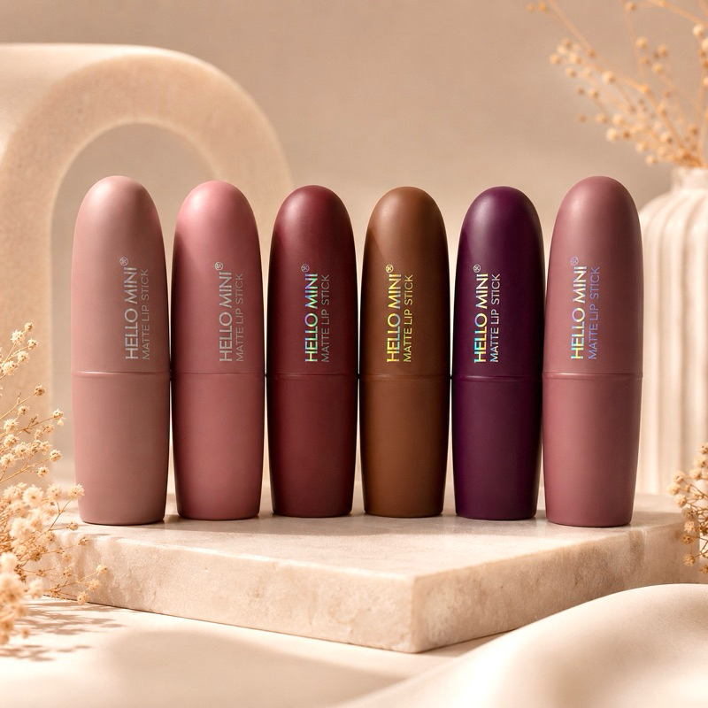 Batom Matte Lip Stick Hello Mini Alta Pigmentação Alta Cobertura Longa Duração Secagem Rápida Efeito Matte