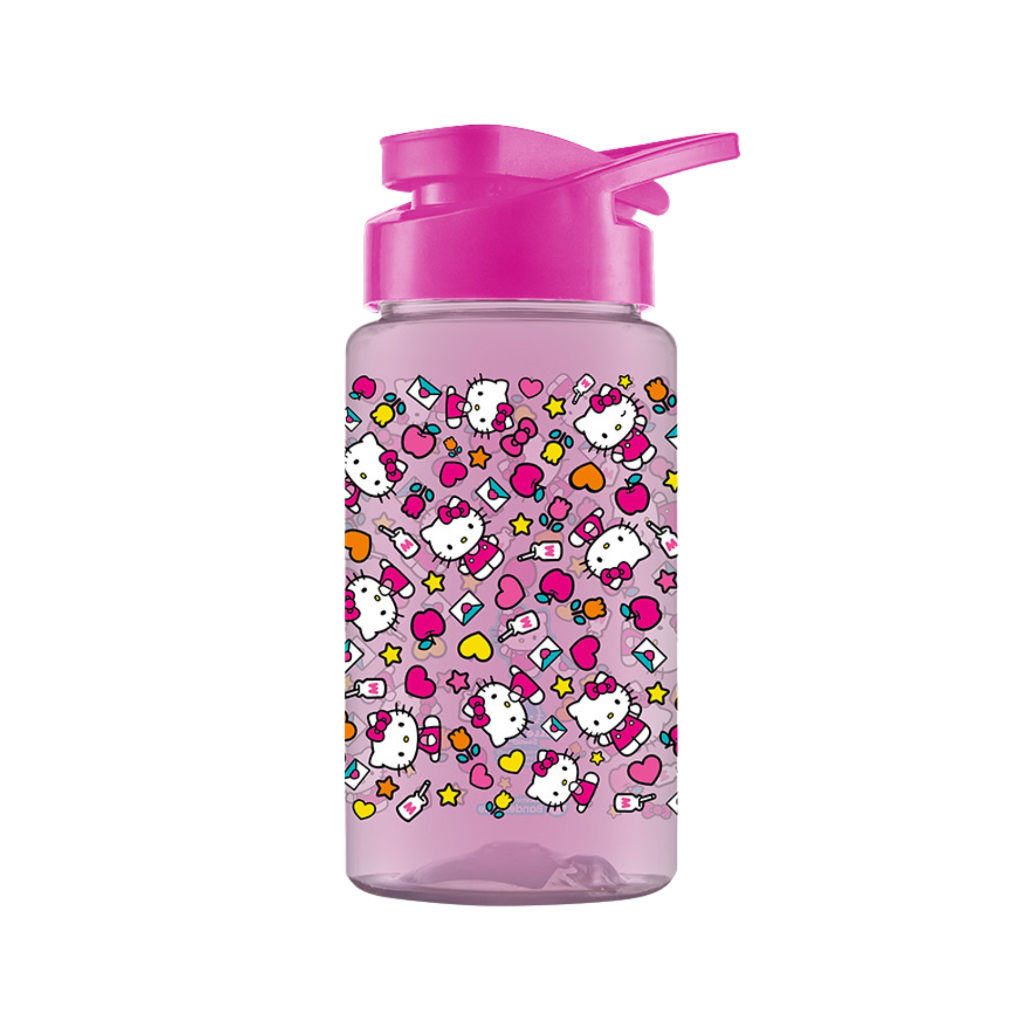 Garrafa Squeeze Hello Kitty Pink 500ml Plástica Sanrio Fitness Com Alça