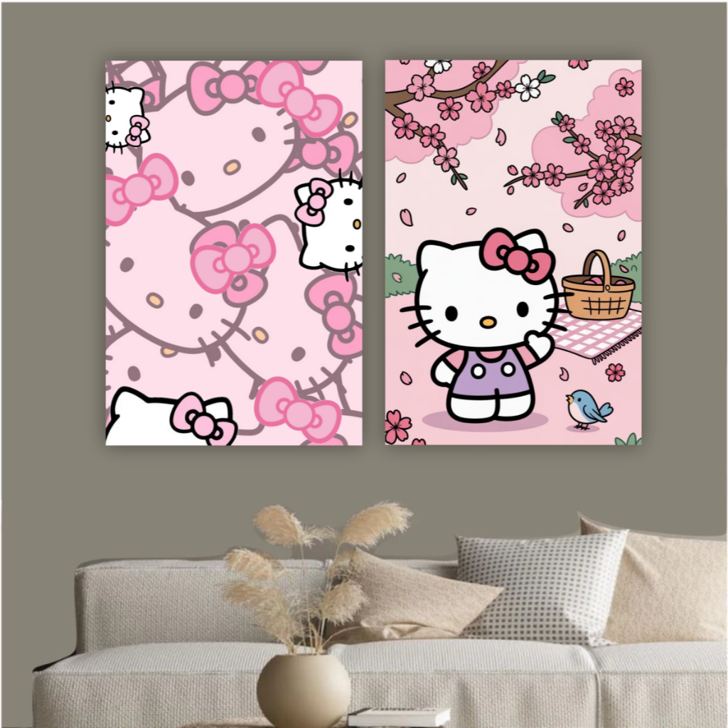 Quadro decorativo hello kitty sanrio rosa pink cute fofo decoração para quarto sala menina kawaii