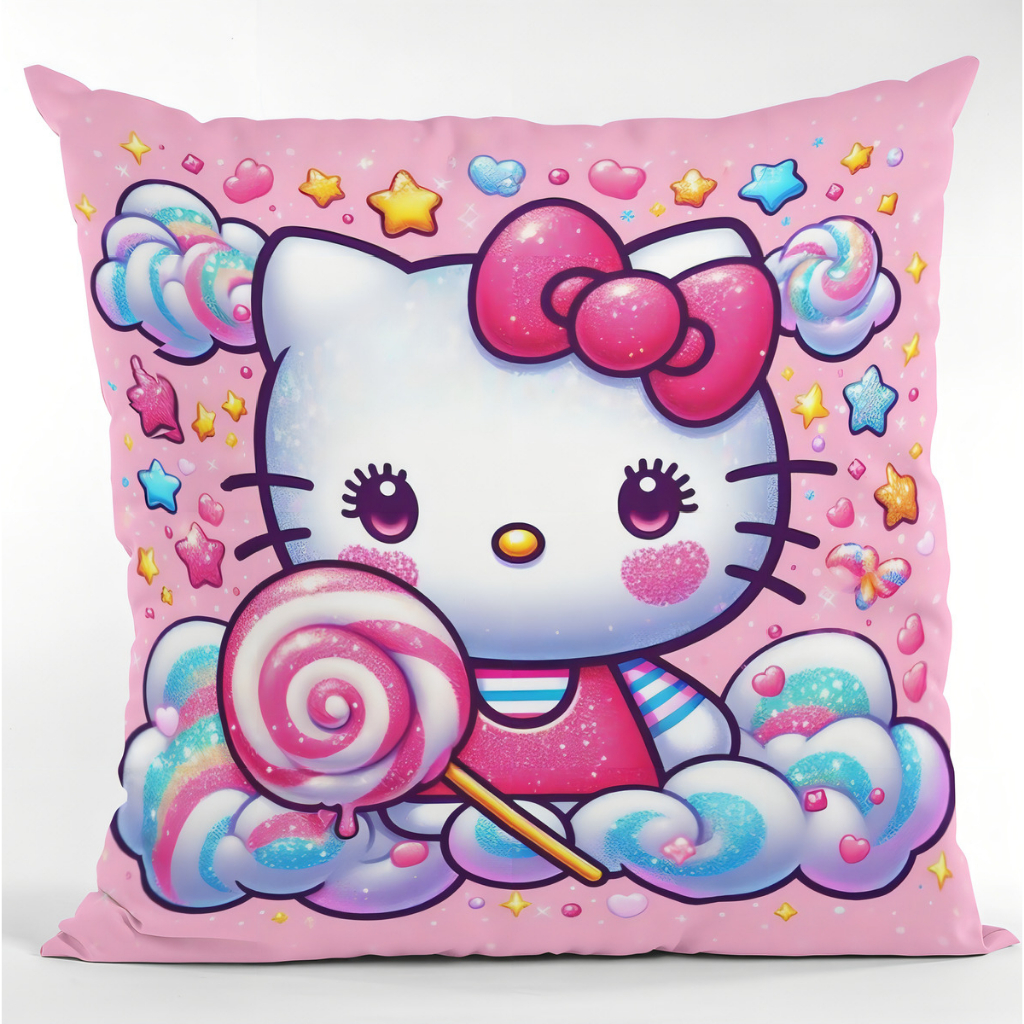 Almofada Infantil Hello Kitty Pink Presente Menina Decoração Quarto Personagem Sanrio