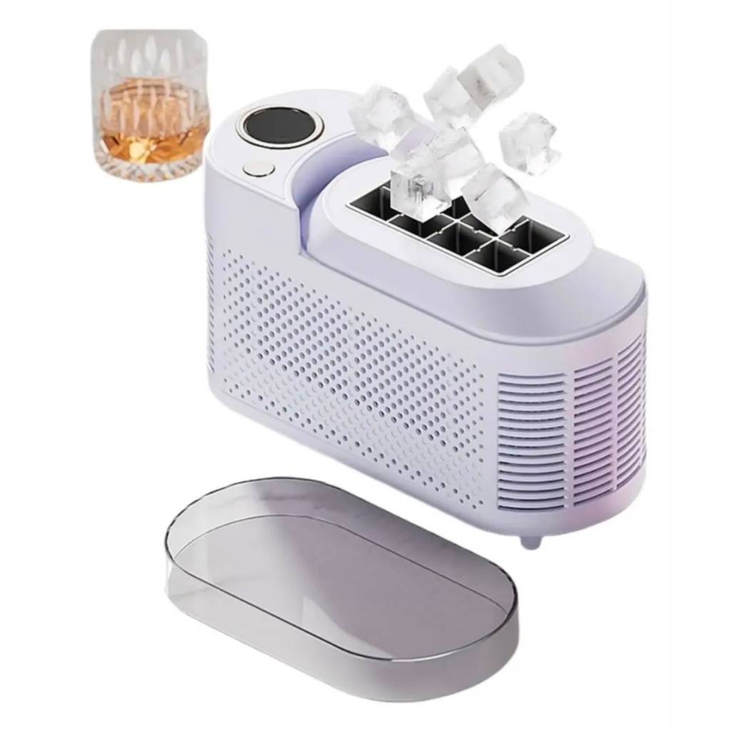Mini Máquina De Gelo Portátil Compacta 12v Carro E Casa 8 Cubos Visor Transparente Rápida