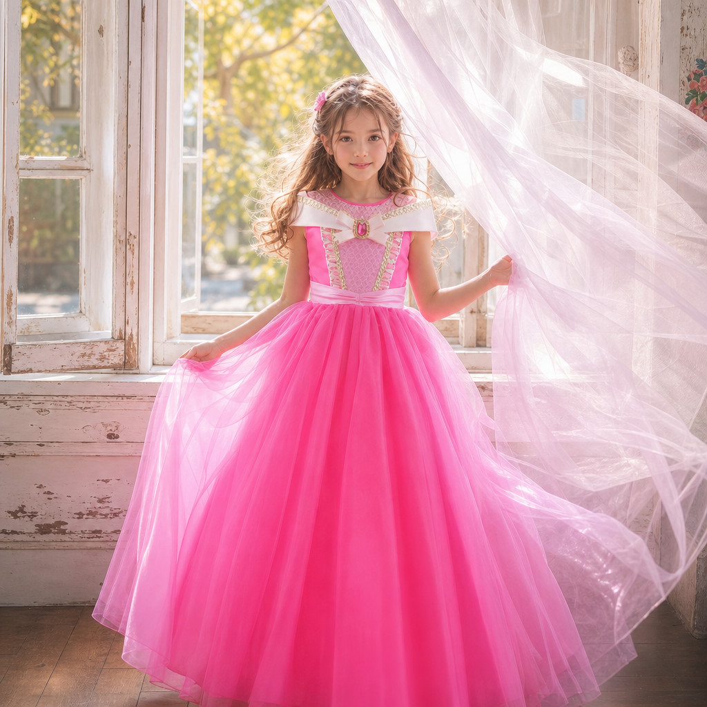 Meninas Bela Adormecida Aurora Vestido De Princesa Rosa Cosplay Traje Carnaval Festa De Aniversário Crianças Fantasia Ve