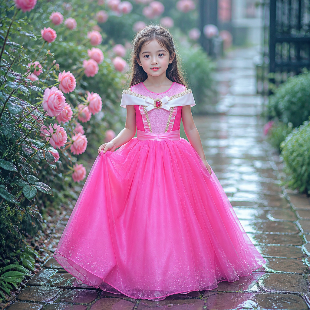 Crianças Meninas Bela Adormecida Aurora Vestido De Princesa Rosa Cosplay Traje Carnaval Festa De Aniversário Da Criança