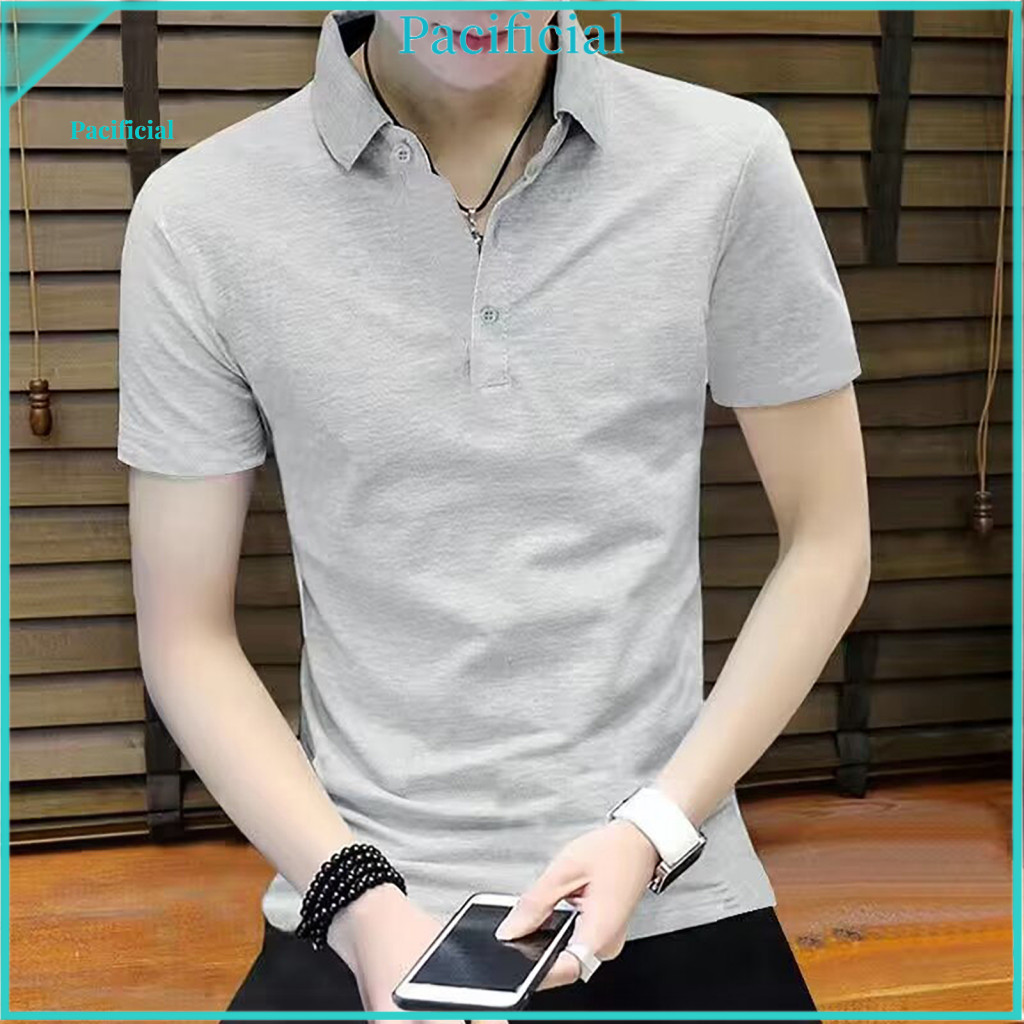 Lightweight Men Tops Solid Color Men's Breathable Casual T-shirts Soft Comfortable Short Sleeve for Daily Life Office Tr