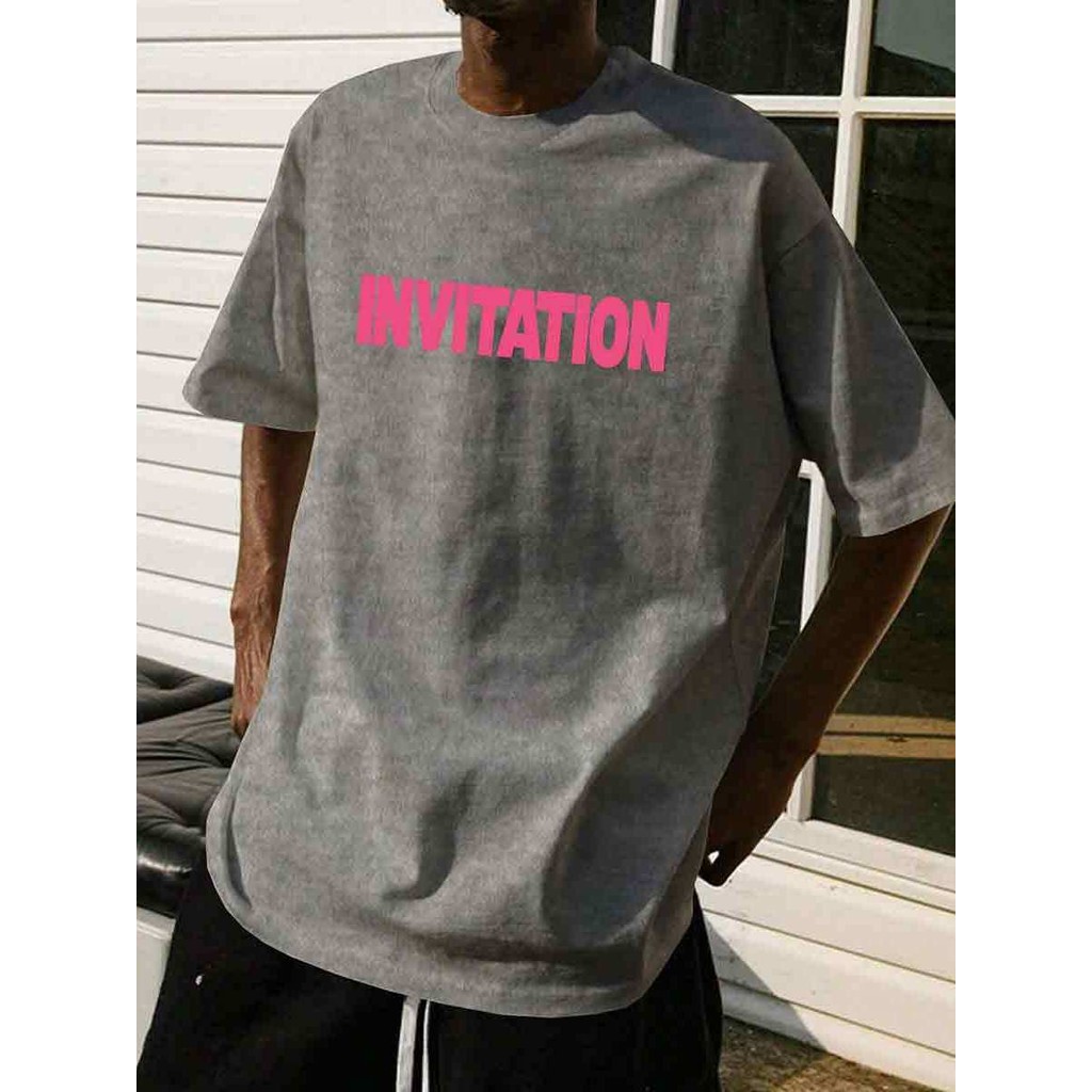 Camiseta Blusa Invitation T Shirt Soft Modern Moda Gringa Tiktok Tumblr Manga Curta Oversized