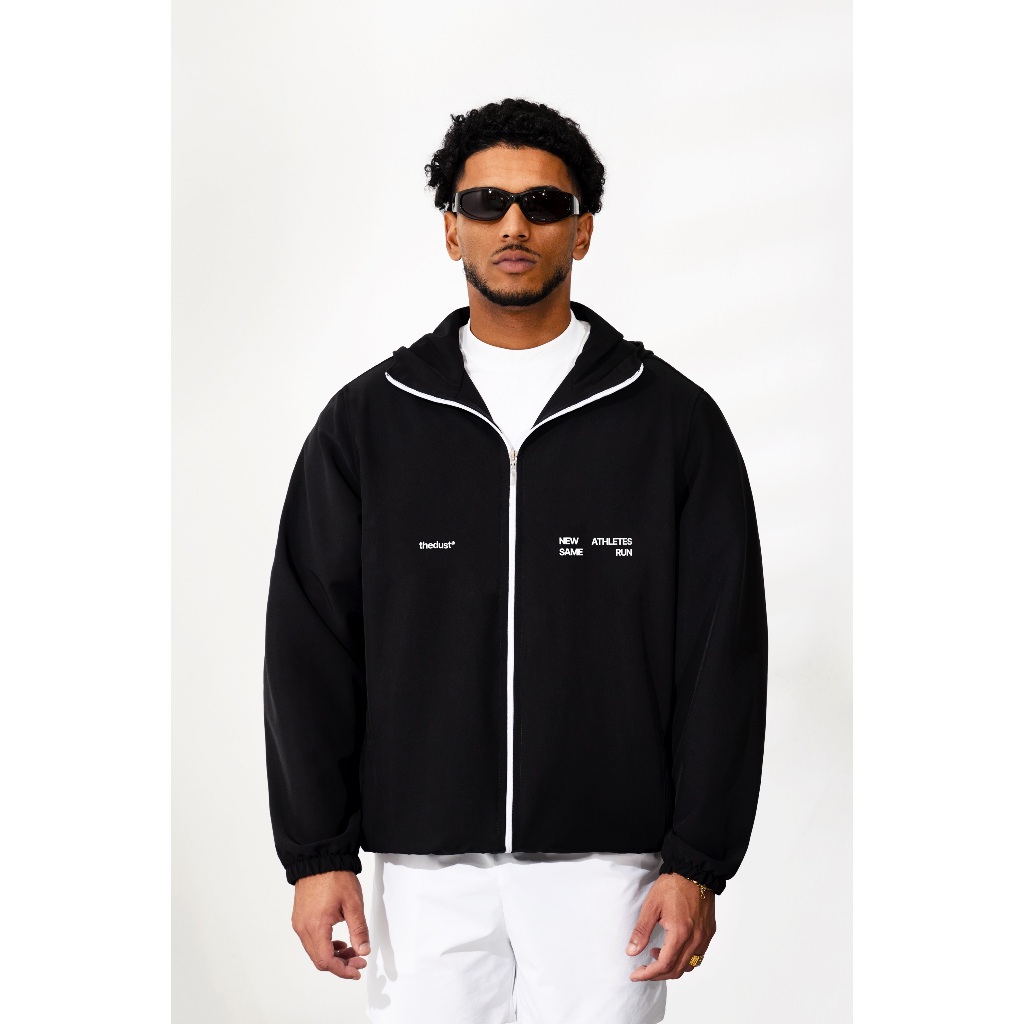 Jaqueta Windbreaker New Athletes Preta Streetwear Casual Leve Corta Vento Esportivo Dust Company