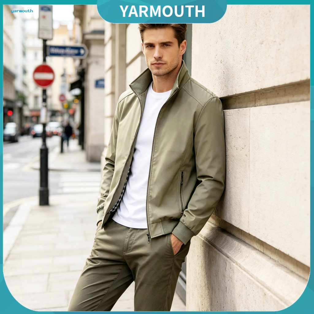 Lightweight Transitional Jackets for Men Jacket Men's Bomber Full Zip Stand Collar Windbreaker Casual Sports Coat with Z