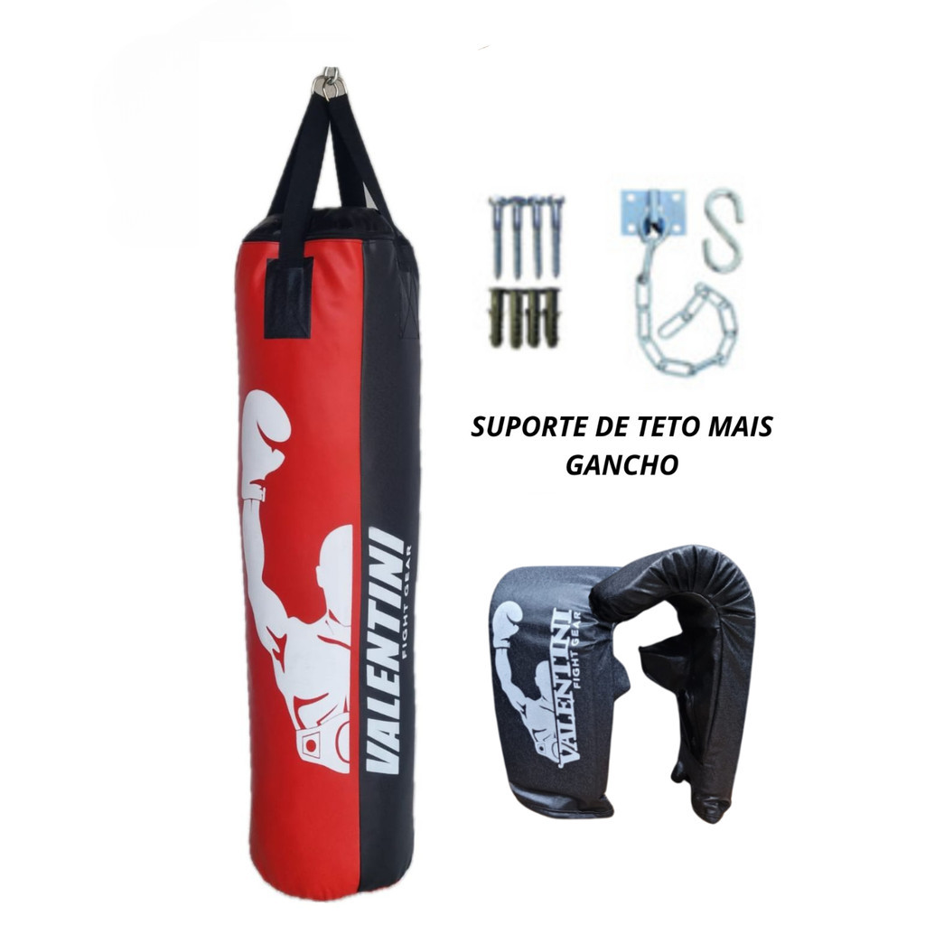Saco de Pancada PROFISSIONAL 120 COR - Treino Boxe Muay Thai  - Alta Resistencia + 1 Luva + Suporte de Teto