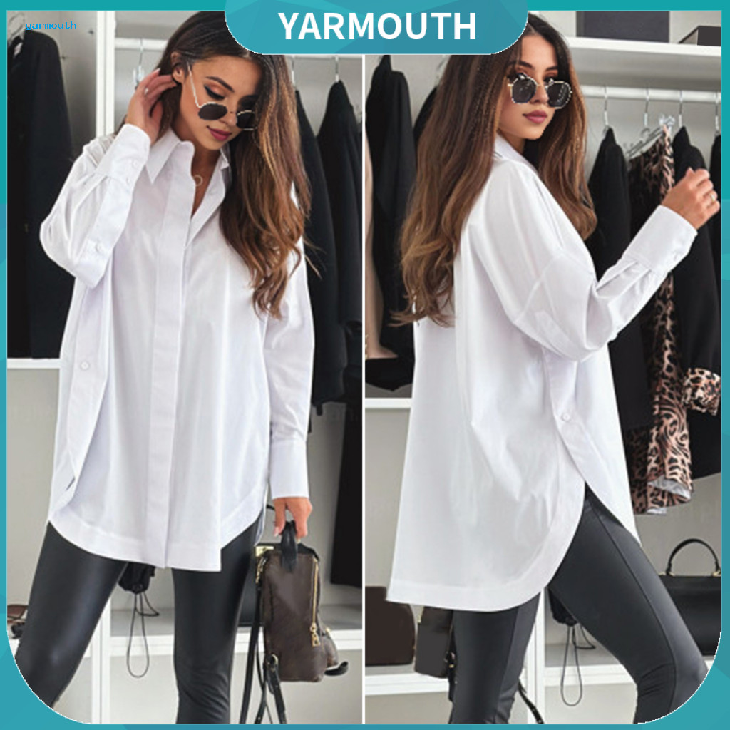 Women Shirt Women’s Long Sleeve Lapel Collar Single Breasted Solid Color Loose Fit Blouse Office and Commuting Style T