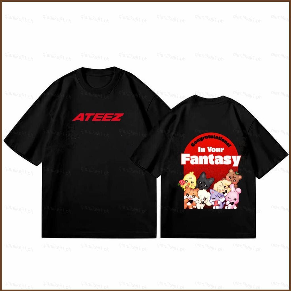 QL1 ATEEZ Yeosang Mingi Hongjoong Brinquedo De Desenho Animado aniteez Camiseta De Verão KPOP Top De Manga Curta