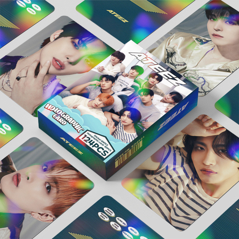 50-124pcs ATEEZ Holographic Lomo Cards GOLDEN HOUR 10th MINI Album THE WORLD WILL Photocards Hongjoong Seonghwa Yunho Yeosang San Mingi Wooyoung Jongho Laser Hologram Postcards