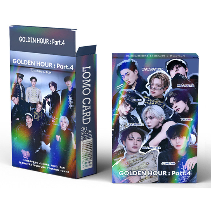 30 Unidades ATEEZ Hora De Ouro : Parte 1 Holograma A Laser Cartões Lomo Fotográficos Holográfico Hongjoong Seonghwa Yunh