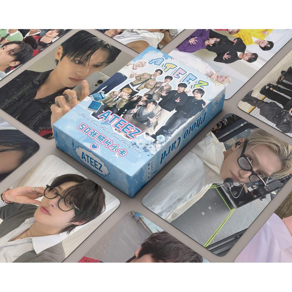 50-55pcs ATEEZ Cartões Holográficos Lomo Horas De Ouro 10o MINI Álbum O Mundo Será Fotográficos Hongjoong Seonghwa Yunho Yeosang San Mingi Wooyoung Jongho Postais De Holograma A Laser