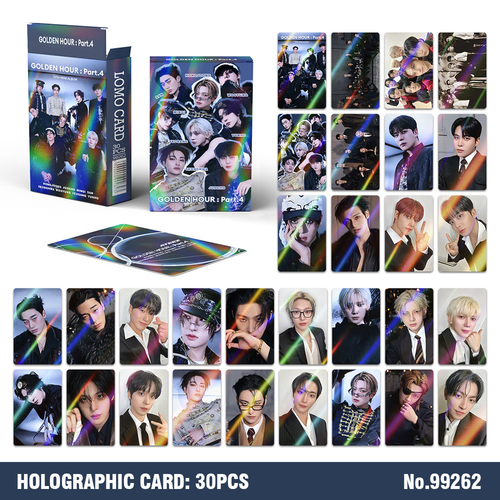 30 Unidades ATEEZ Hora De Ouro : Parte . 1 Cartões Lomo Com Holograma A Laser Fotográficos Holográfico Hongjoong Seonghw
