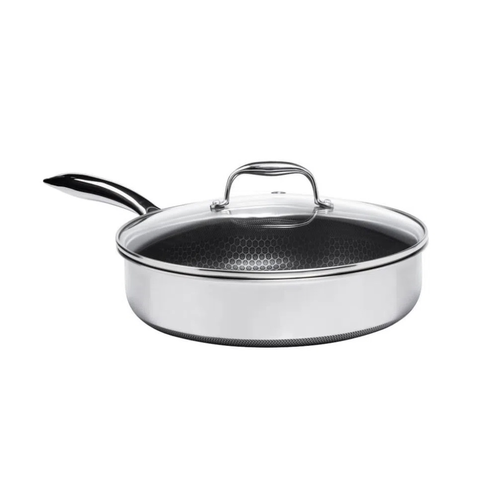 Frigideira Reta em Aço Inox 28cm 4,2 Litros com Tampa Hive CookingPro Oxford