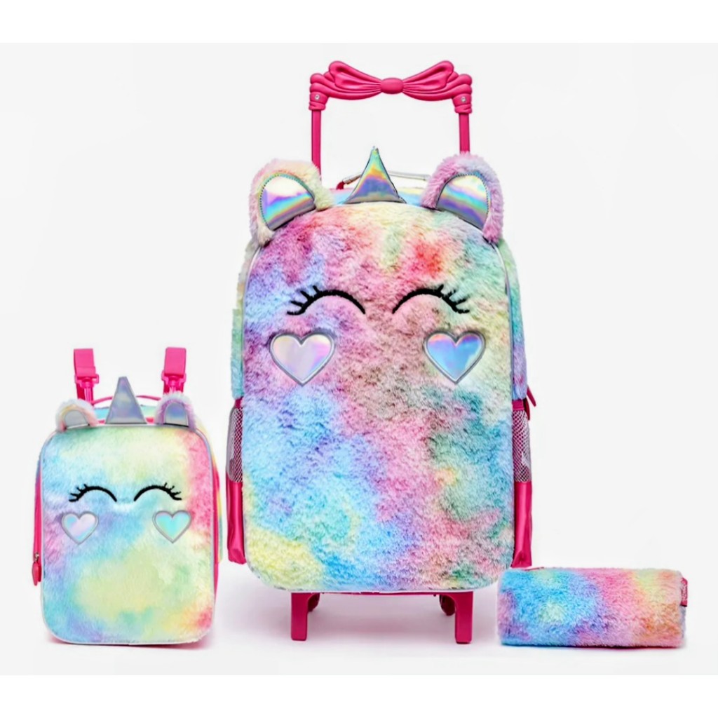 Kit Mochila de Rodinha Spector Pelúcia Uny Unicórnio Resistente