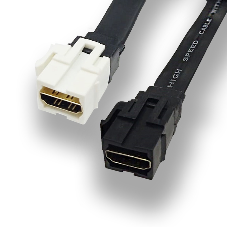 Tomada Keystone Emenda Kit Fácil HDMI 1.4 e 2.0 - Full HD e 4K UHD - 15cm Branco ou Preto para Caixa de embutir T4