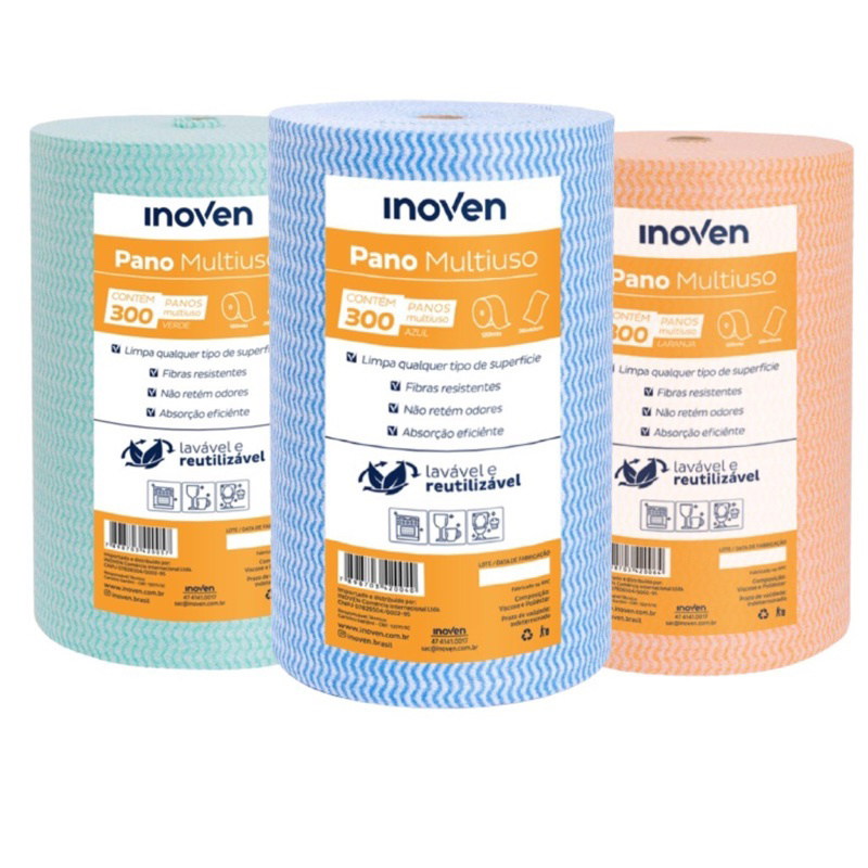 Kit com 2 Rolos com 300 cada Panos Multiuso Perfez 28x40cm Limpeza 120m