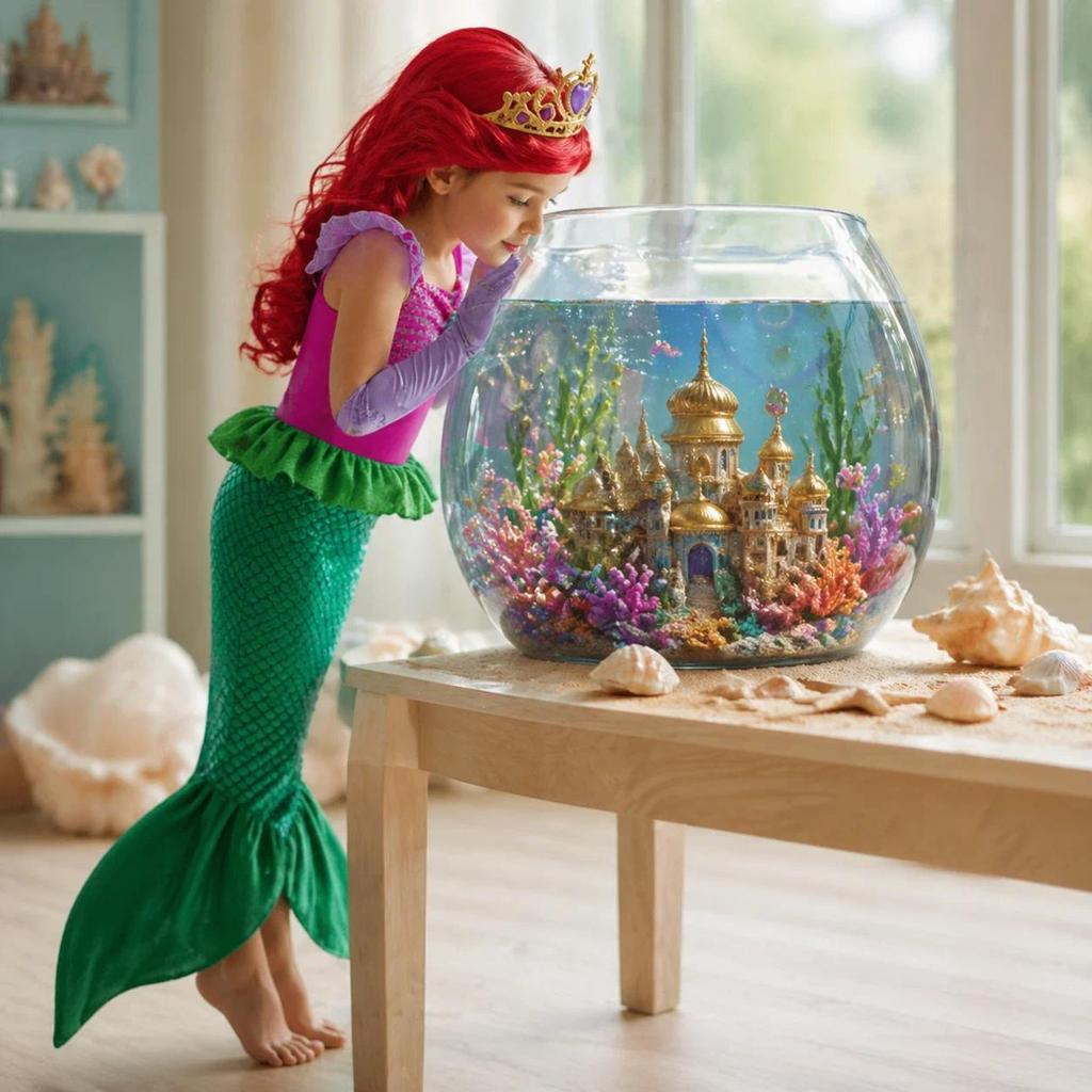 Meninas Pequena Sereia Ariel Tule Vestido De Manga Curta Princesa Traje Cosplay Carnaval Festa De Aniversário Roupa 2-8Y