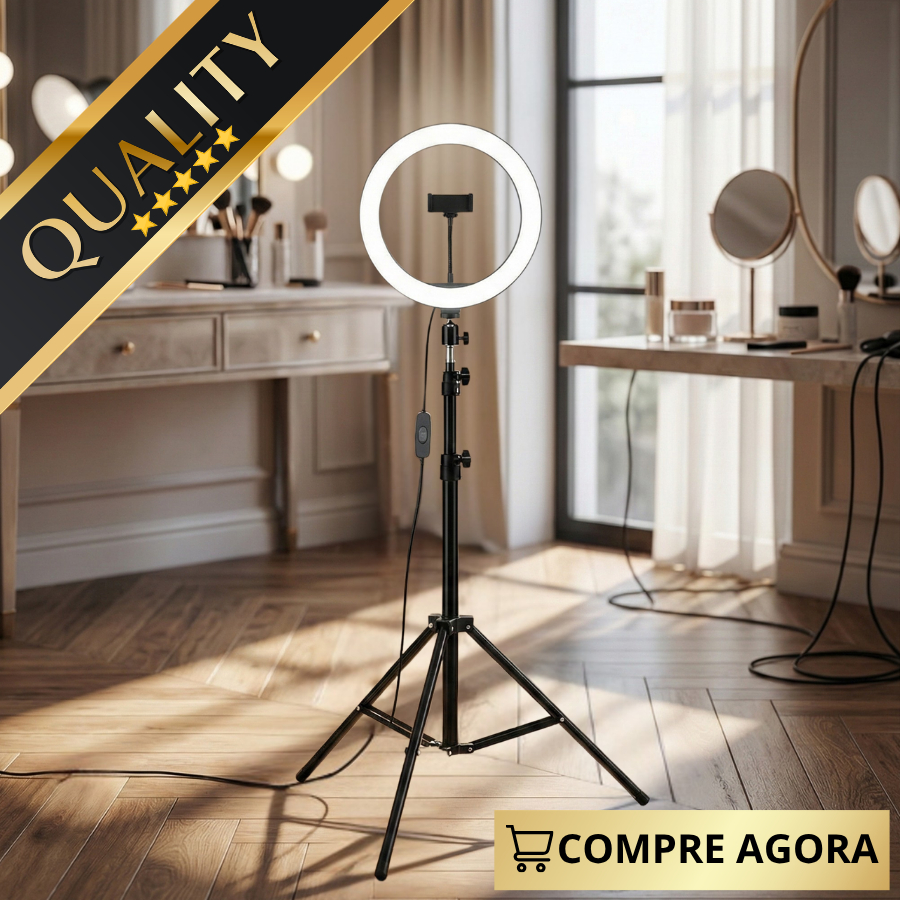 Ring Light Com Led 26cm Com 3 Tipos De Luzes