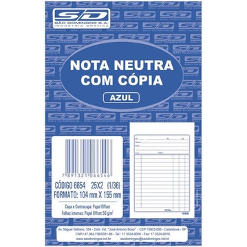 20 X Talão Nota Neutra C Copia 1/36 25x2 - 105 X 155 S Dom Oferta