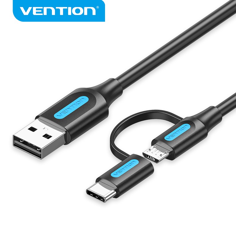 Vention Type C Cable 2 in 1 USB 2.0 Charging Cable 3A USB C/Micro B Cable High Speed 480Mbps for Cellphone