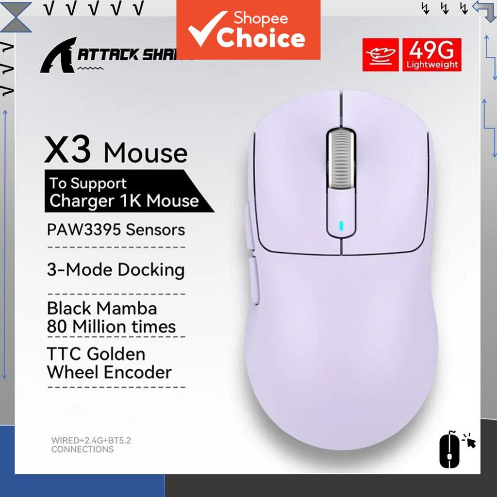 Attack Shark X3 59G Mouse Gamer Tri-Modo Paw3311 18000Dpi Bateria Longa