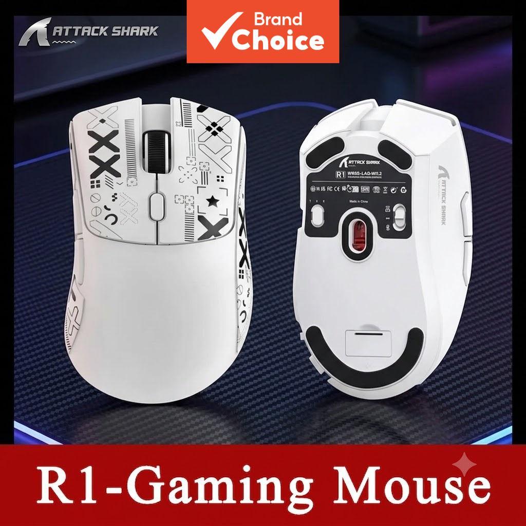 ATTACK SHARK R1 Mouse Para Jogos Programável 18000DPI PAW3311 Sensor Leve Conectividade Tri-Modo Bluetooth 2.4G USB Sem