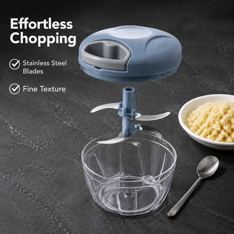 [Stainless Steel Blade]【Easy Pull Garlic Mincer】Garlic Crusher/Manual Food Processor/Baby Food