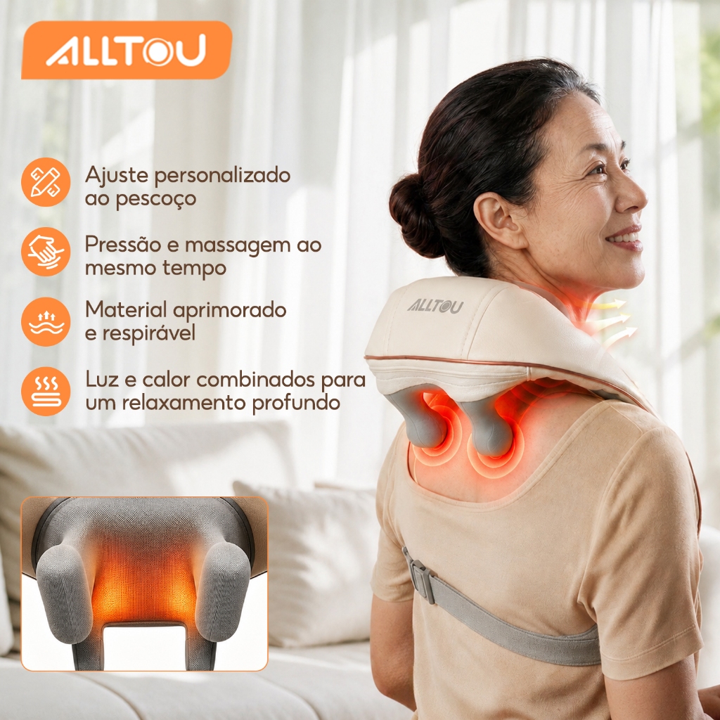 ALLTOU Smart Neck Massager Wireless Compression Pain Relief Hot Compress Multifunctional