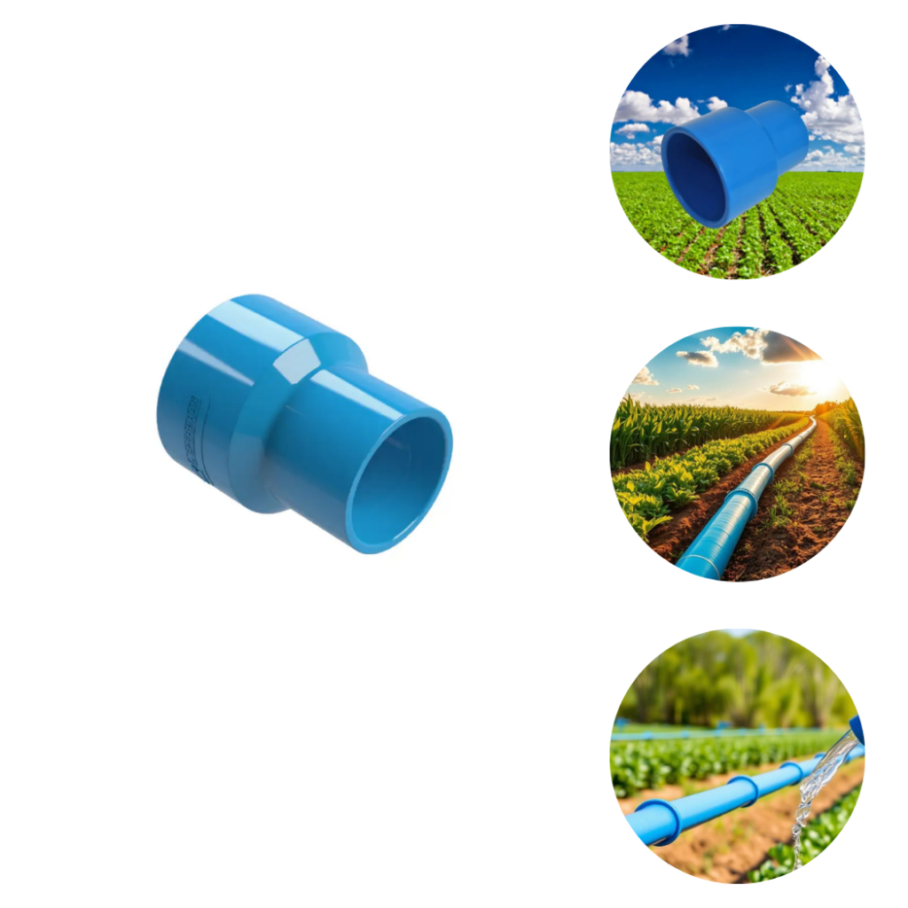 Redução Soldável Conexão Pvc Azul 50 x 32mm Asperbras Sistema de Irrigação PN80 1 Unidade