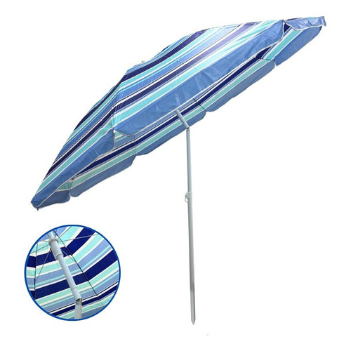 Guarda Sol 2,40m Articulável Estampa Listra Azul Haste 32mm