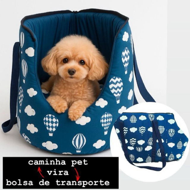 Cama e Bolsa de Transporte Pet Cachorro e Gato 2 em 1 Impermeável Top