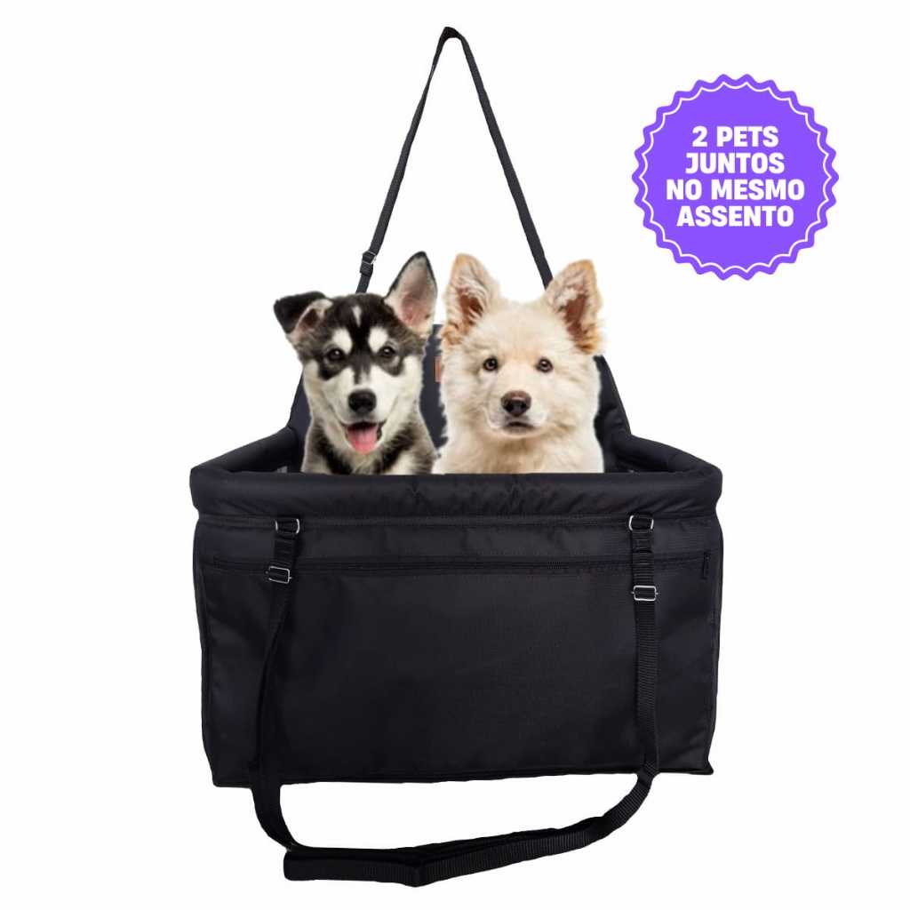 Cadeira Assento Pet Elevado Para 2 Cachorros ou Gatos Juntos no Carro Transporte Seguro