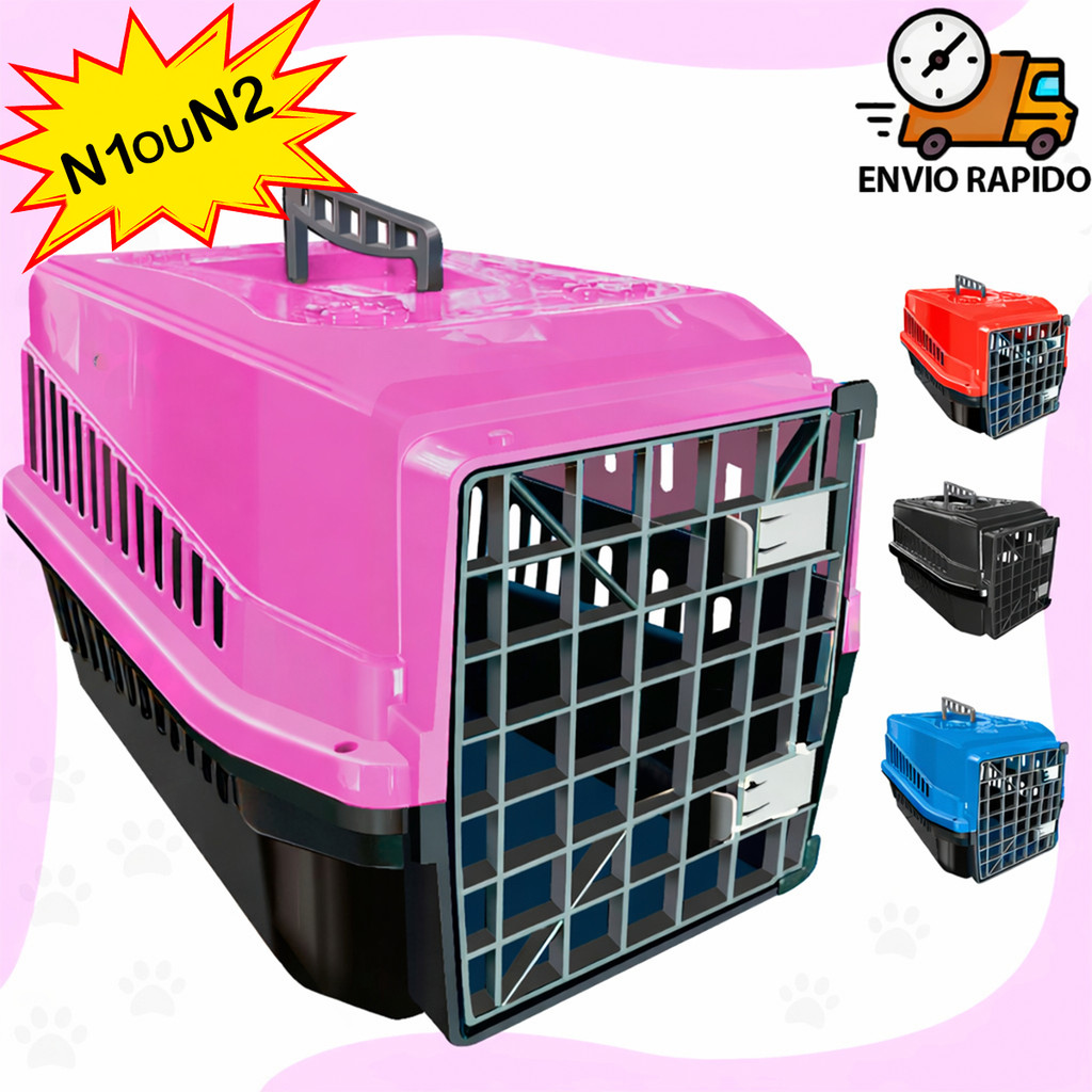 Caixa de Transporte N1 ou 2 Cachorro Gato Coelho Caixa de Transporte Pet 2 Travas 1 Alça