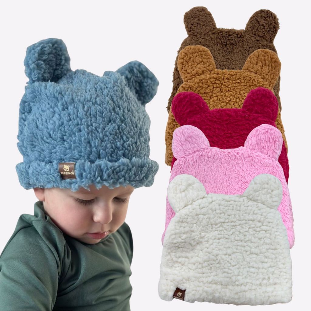 Touca Bebê Teddy Inverno Com Orelhas Quentinha Peluciada Urso Ursinho com Orelhas