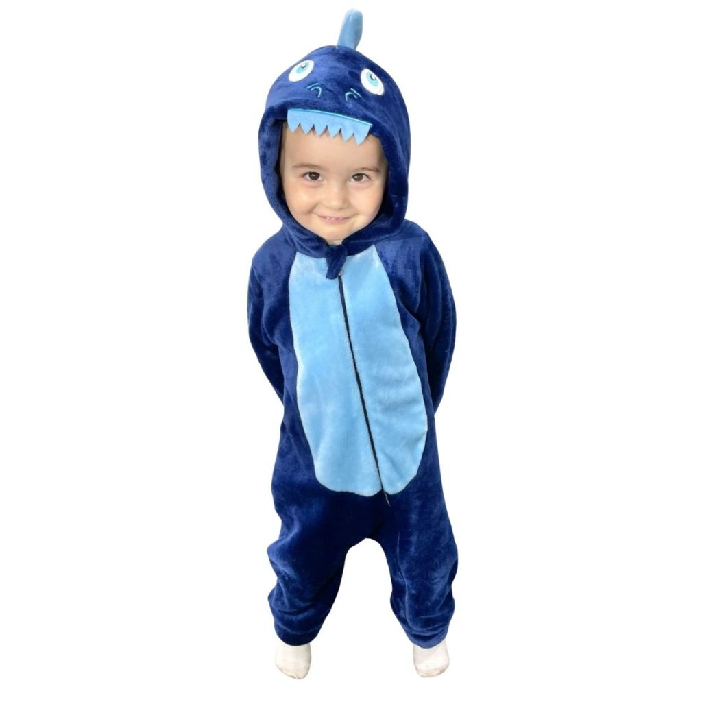 Macacão Inverno Bichos Fleece Fantasia Bebê Infantil Dino Unicórnio Panda Quentinho com Touca Orelinhas Peluciado