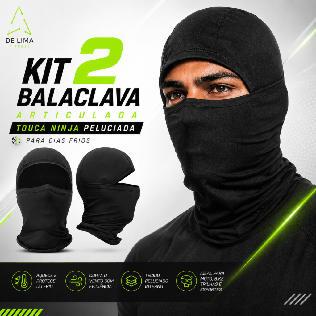 2 Touca Balaclava Peluciada  Motoqueiro Frio Touca Articulada