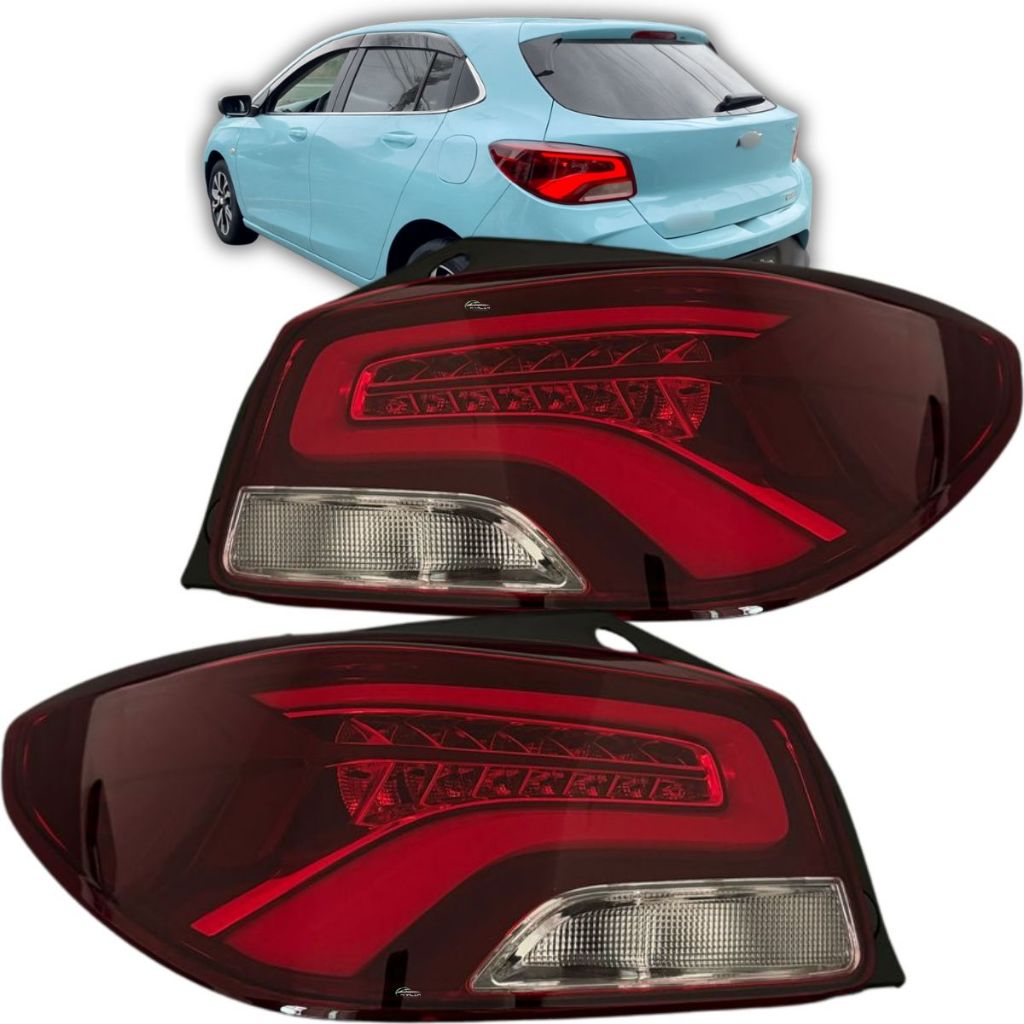 Par Lanterna Traseira Para Chevrolet Onix Hatch 2020 2021 2022 à 2024 Com Led