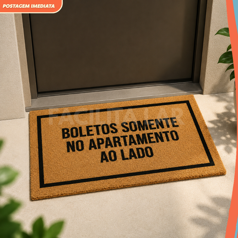 Tapete Capacho Divertido Boletos Somente No Apartamento Ao Lado Entrada Porta Antiderrapante Fibra De Coco Envio Rápido
