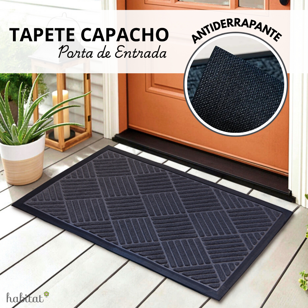 Tapete Capacho Porta de Entrada Emborrachado Antiderrapante Decorativo Habitat