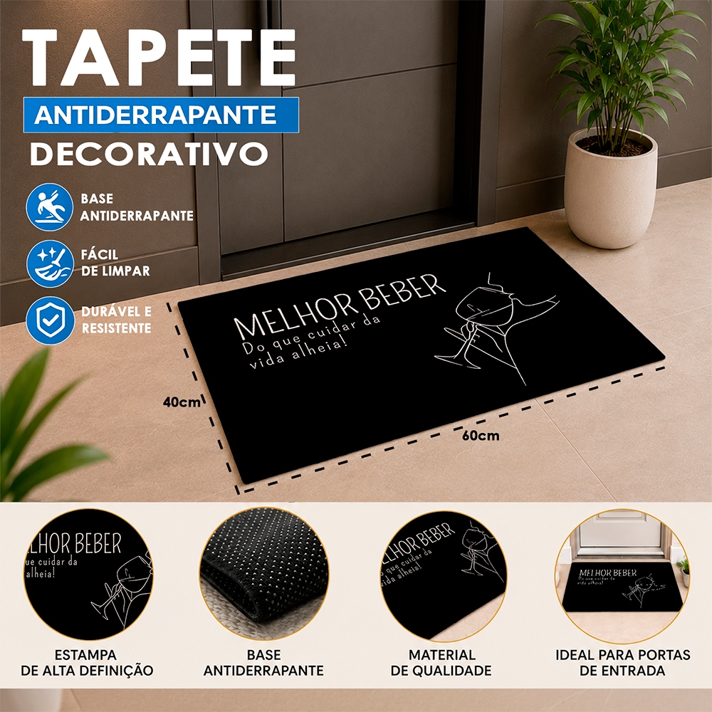 Tapete de Porta Decorativo e Divertido Entrada Antiderrapante 60x40