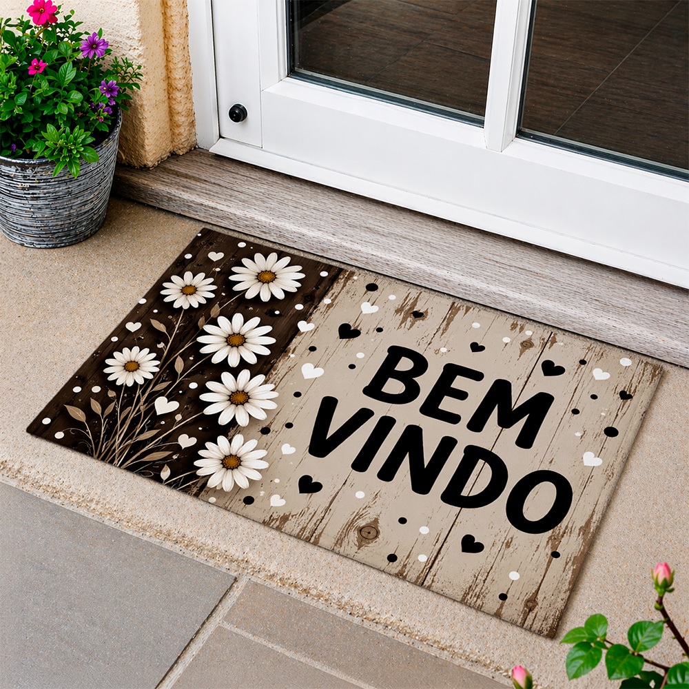 Tapete Bem Vindo Capacho 40x60cm Porta de Entrada Casa Apartamento Decorativo Antiderrapante