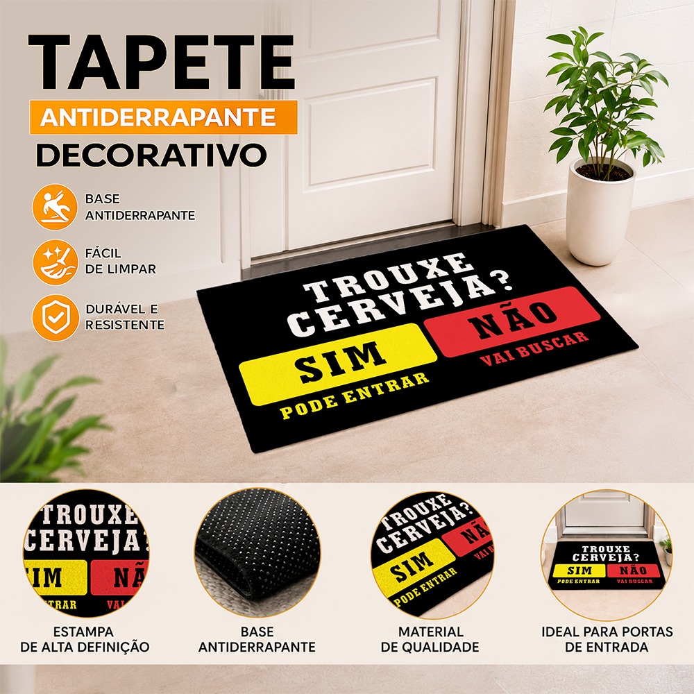Tapete Flork 40x60cm Frases Engraçadas Porta de Entrada Casa Decorativo Antiderrapante