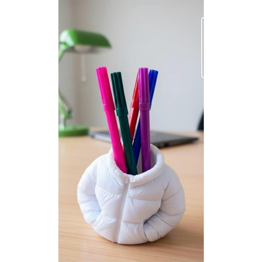 Porta Caneta Puffer Jacket Mini Jaqueta - Organizador de Mesa Aesthetic Streetwear Luxo