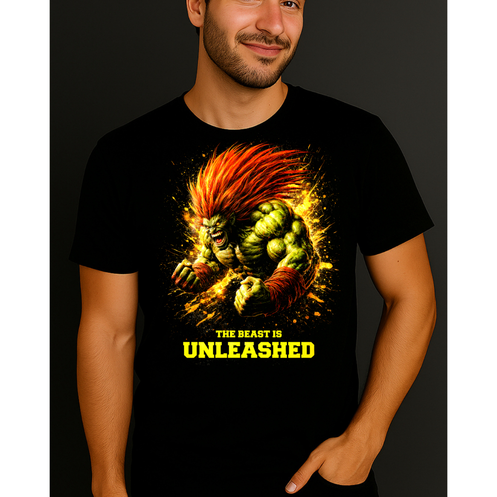 Camiseta BLANKA Street Fighter Game Jogo Arcade Clássico Unissex 100% Algodão