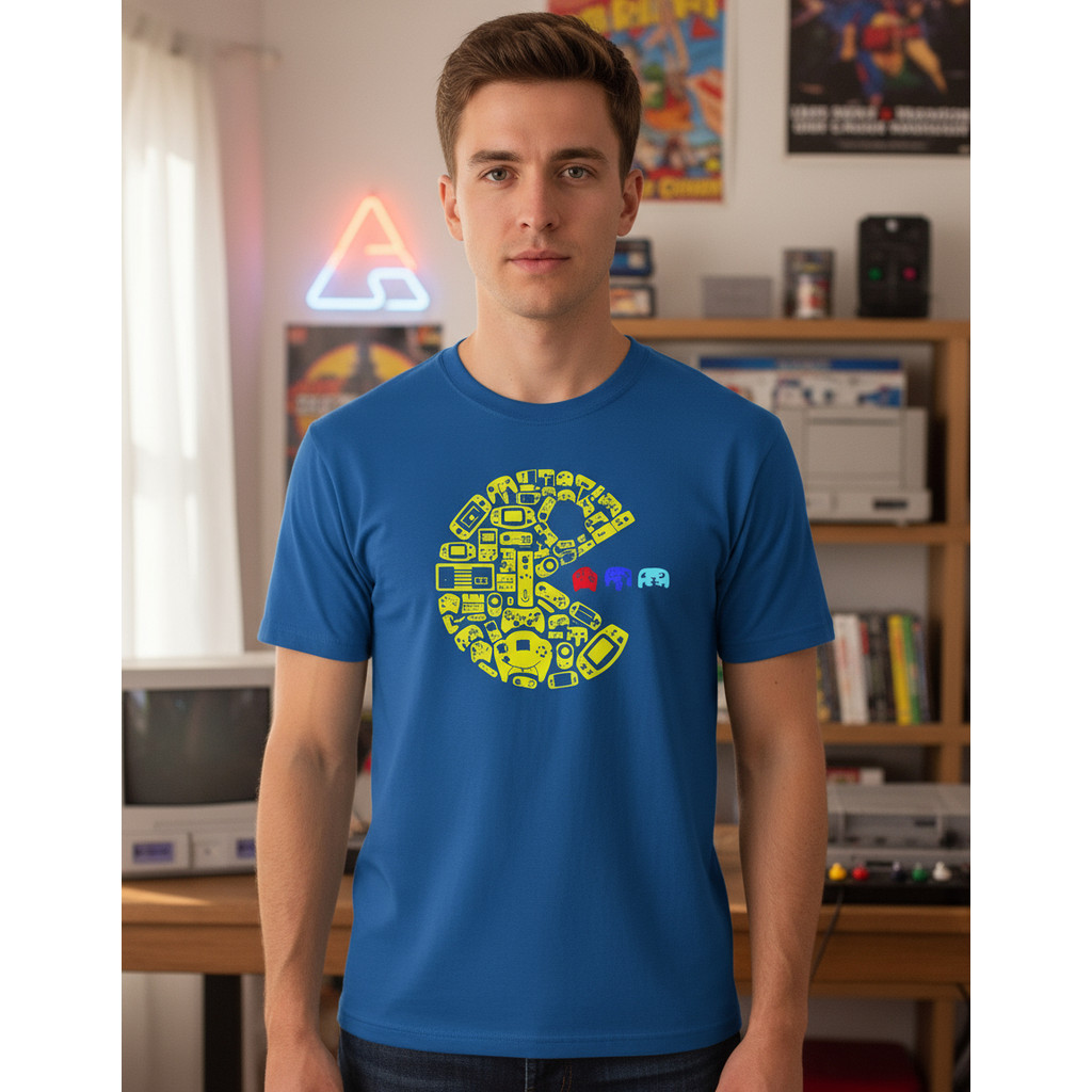 Camiseta Geek Retrô Pac-man Fãs De Arcade E Jogos Clássicos