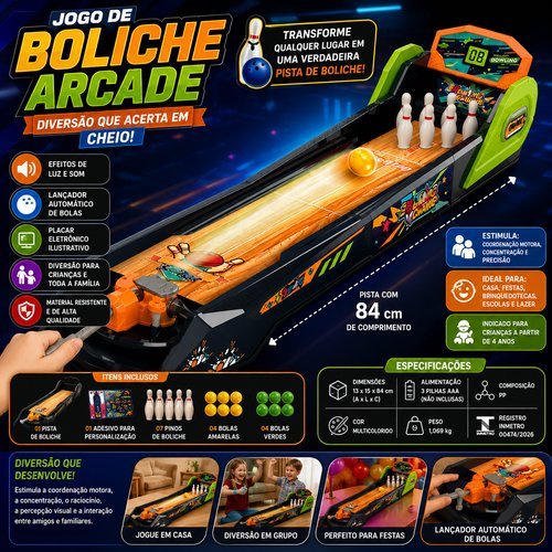 Jogo Boliche Infantil Arcade Divertido Seguro Interativo Educativo Colorido