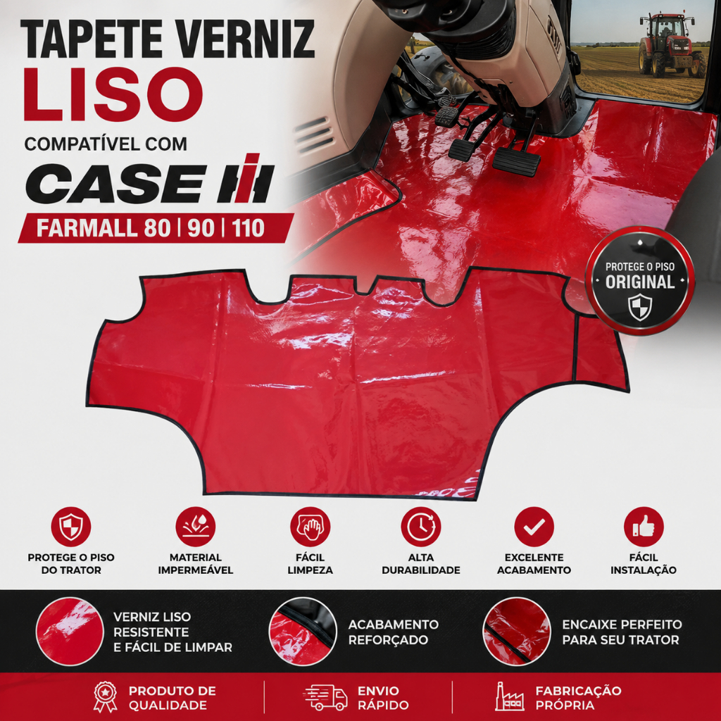 Tapete Verniz Liso Compatível Trator Case Farmall 80 90 110 Premium